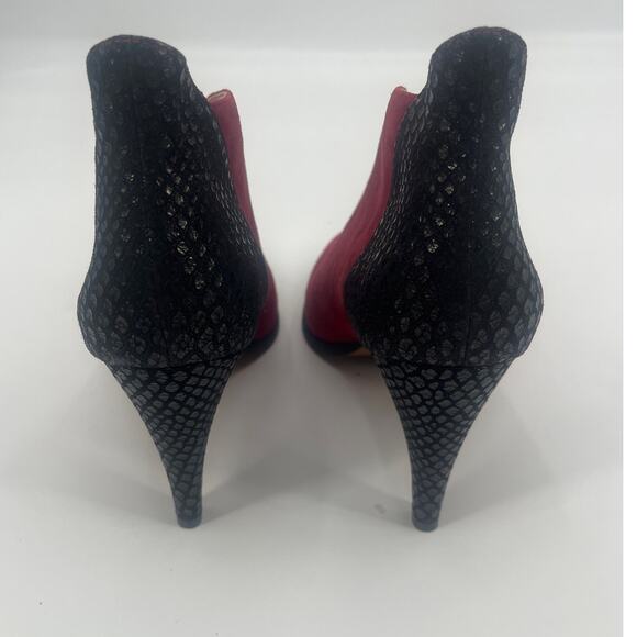 Linea Paolo Suede Booties 7.5M Red Snake Heel Y2K Party Pointed Toe Chic Ankle - Picture 8 of 9